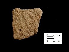 Mockley eroded body sherd exterio from Bathhouse, 18AN37/8.
